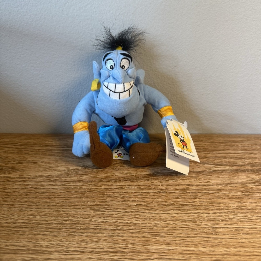 Vintage Walt Disney World Aladdin The Genie Bean Bag Plush 8 Inch New w‎ Tags